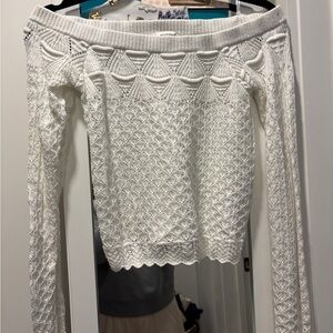 Hollister White Off-Shoulder Sweater